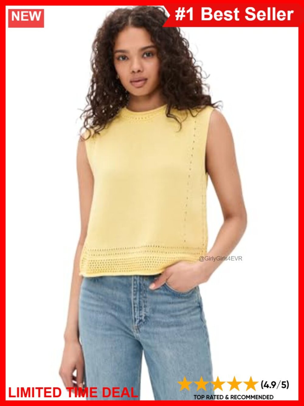 Vanny Novelty Pima Cotton Sweater Top Cap Sleeve Round Neck Pullover